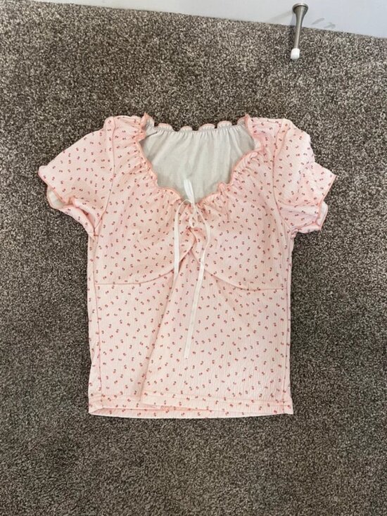 Dazy Tops - Pink baby doll shirt Medium